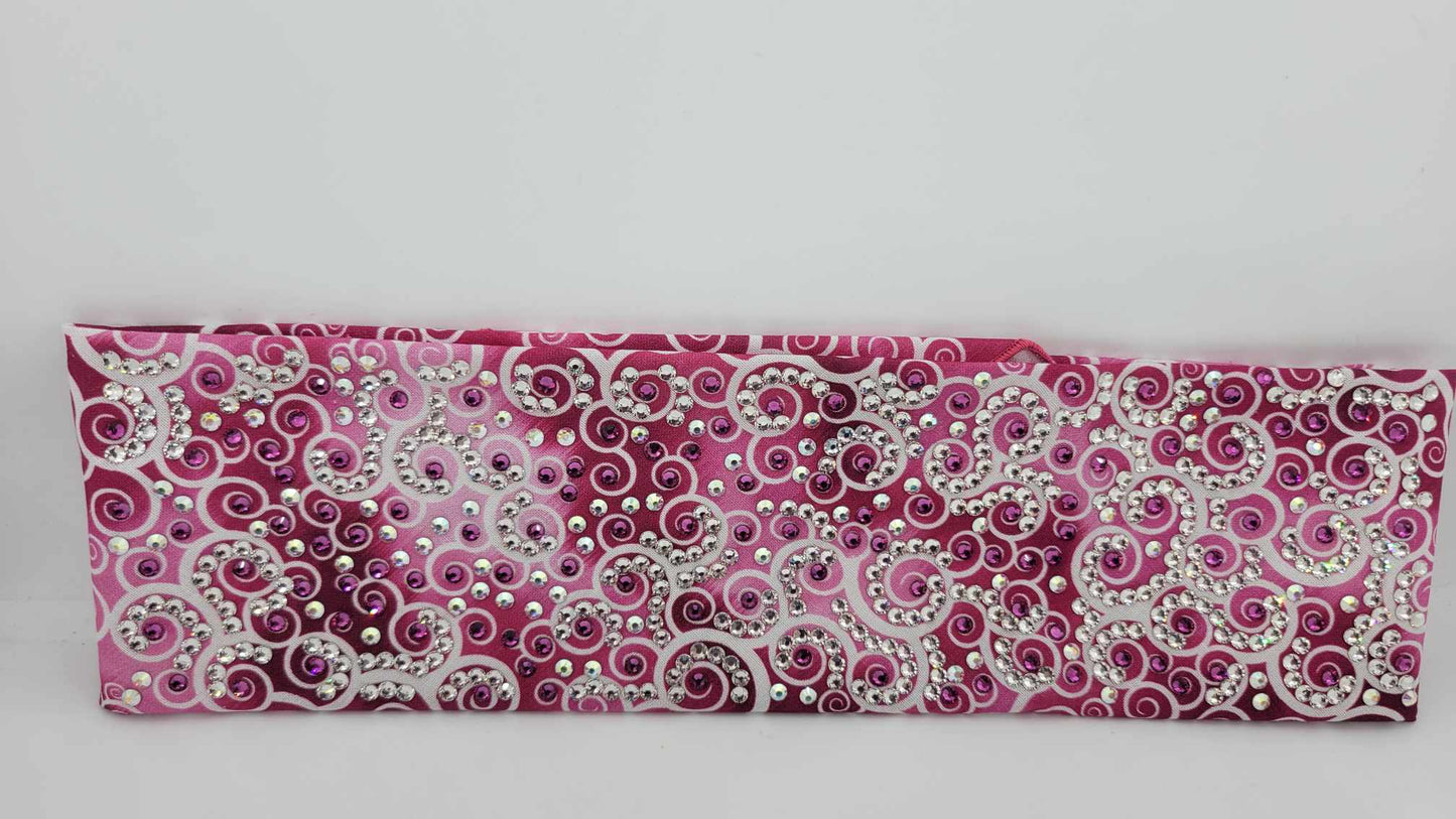 Super LeeAnnette Faded Pink Scrolls with Fuchsia and Diamond Clear Austrian Crystals (Sku4848)