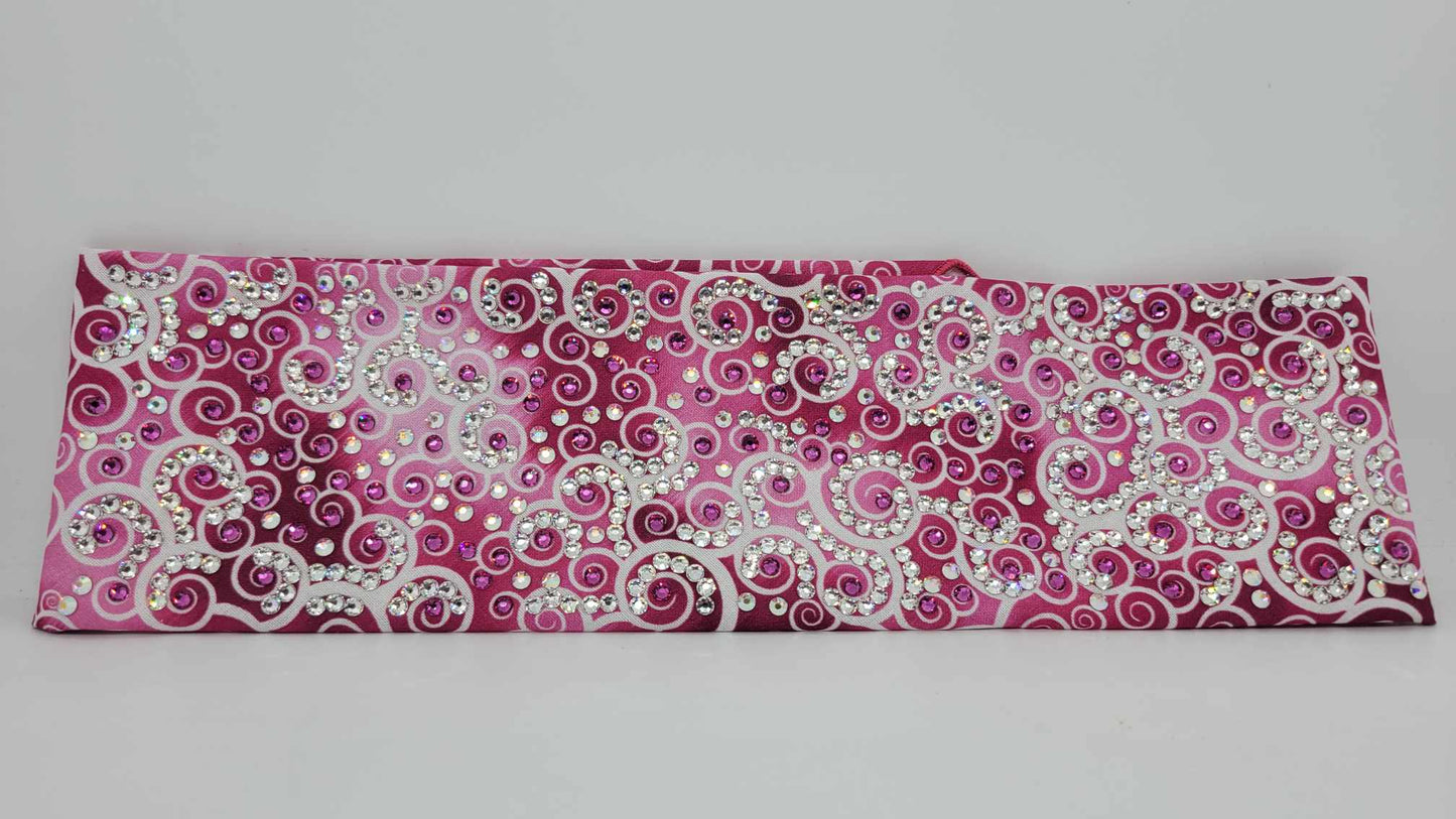 Super LeeAnnette Faded Pink Scrolls with Fuchsia and Diamond Clear Austrian Crystals (Sku4848)