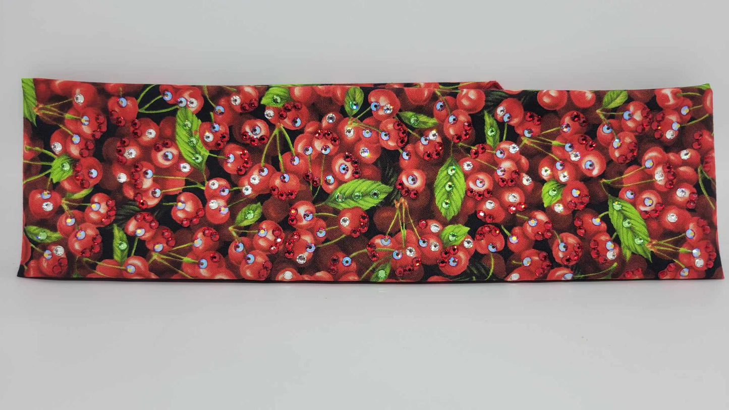 LeeAnnette Cherries with Red, Red Shimmer, Green and Diamond Clear Austrian Crystals (sku4851)