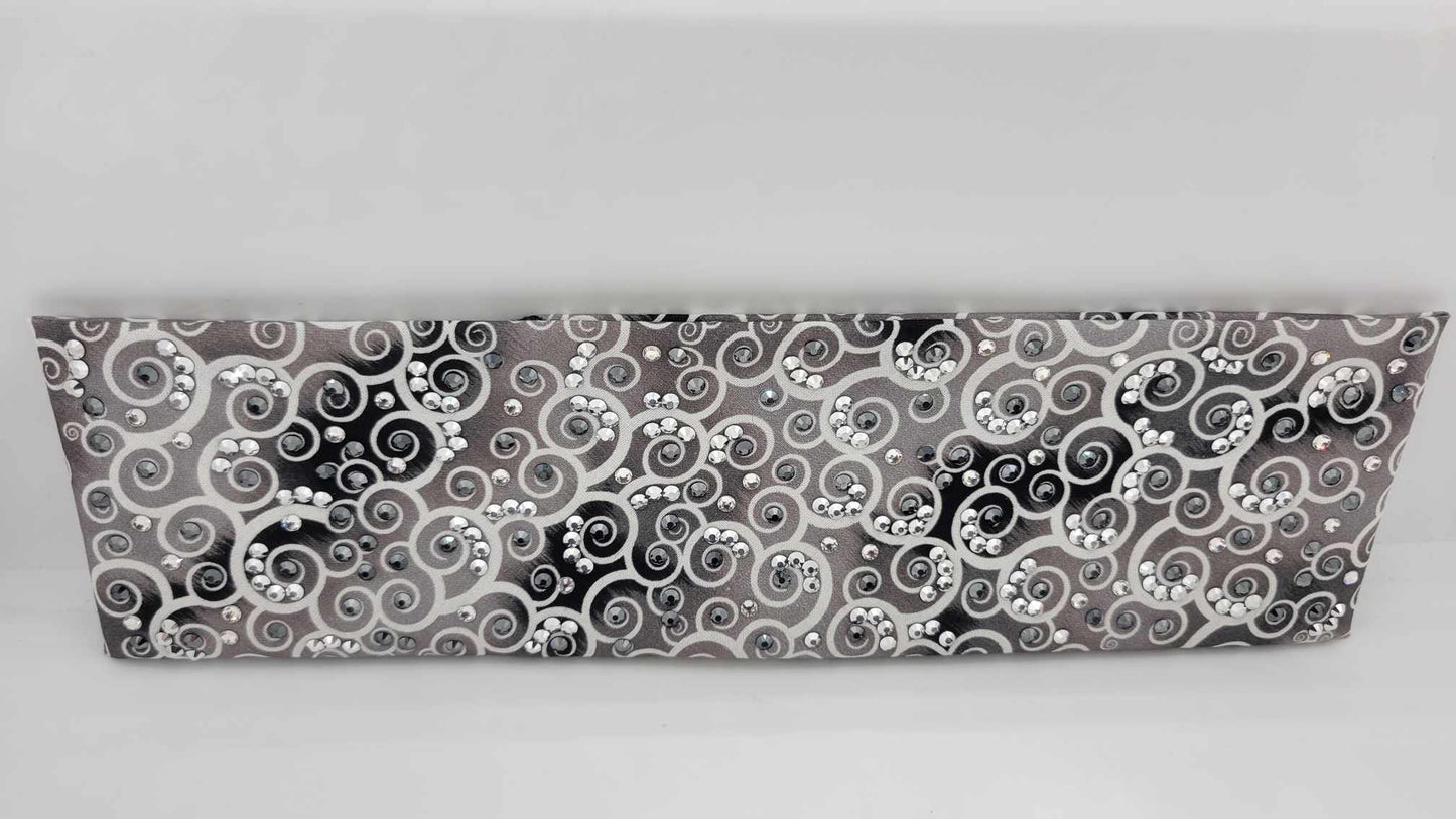 LeeAnnette Faded Grey Scrolls with Chrome, Black and Diamond Clear Austrian Crystals (sku4852)