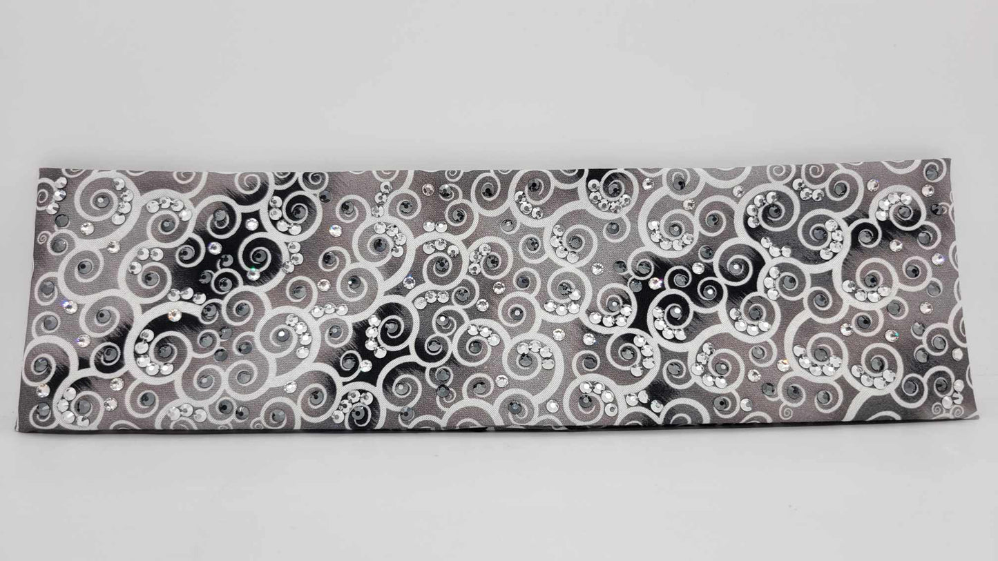 LeeAnnette Faded Grey Scrolls with Chrome, Black and Diamond Clear Austrian Crystals (sku4852)