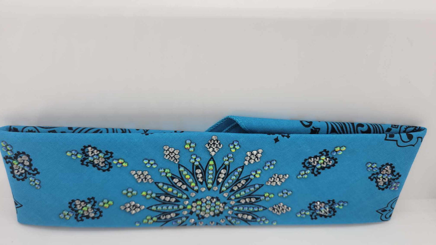 LeeAnnette Bright Blue Paisley with Vitral Medium and Black Austrian Crystals (sku4879)