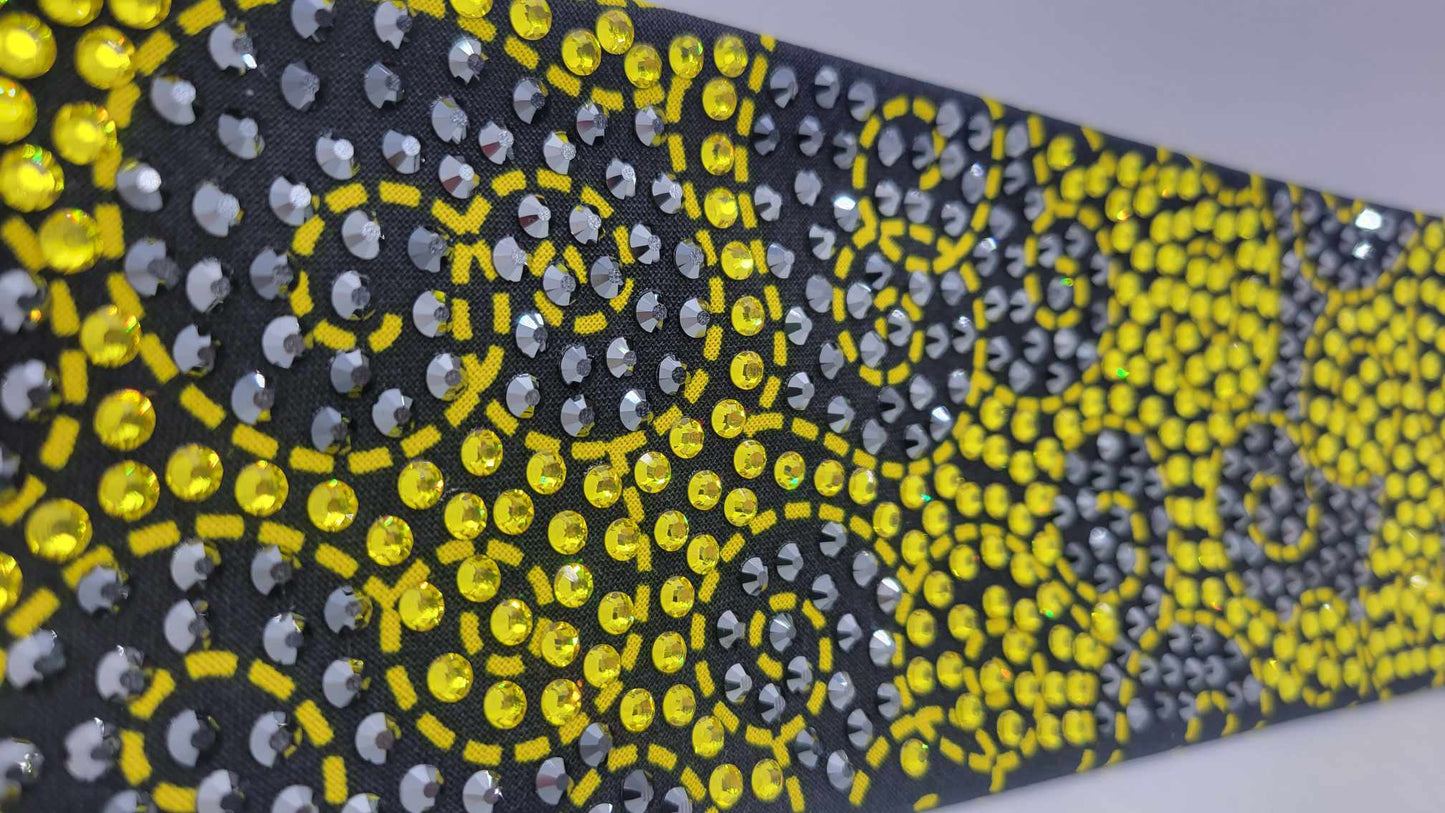 Super LeeAnnette Black and Yellow Scrolls with Yellow and Black Austrian Crystals (Sku4882)