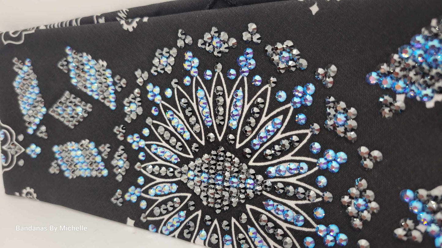 Super LeeAnnette Black Paisley with Black and Blue Shimmer Austrian Crystals (Sku4889)