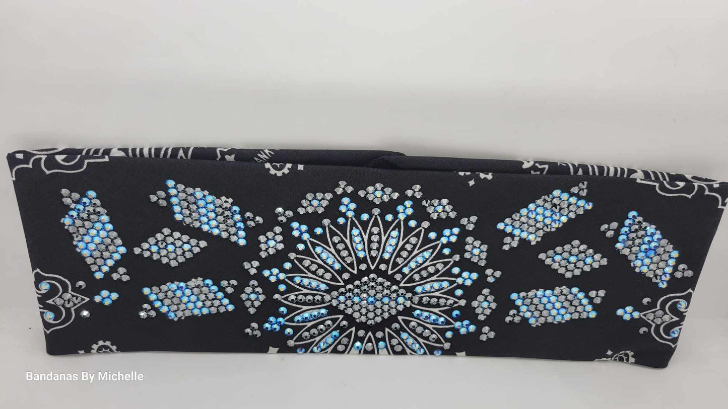 Super LeeAnnette Black Paisley with Black and Blue Shimmer Austrian Crystals (Sku4889)