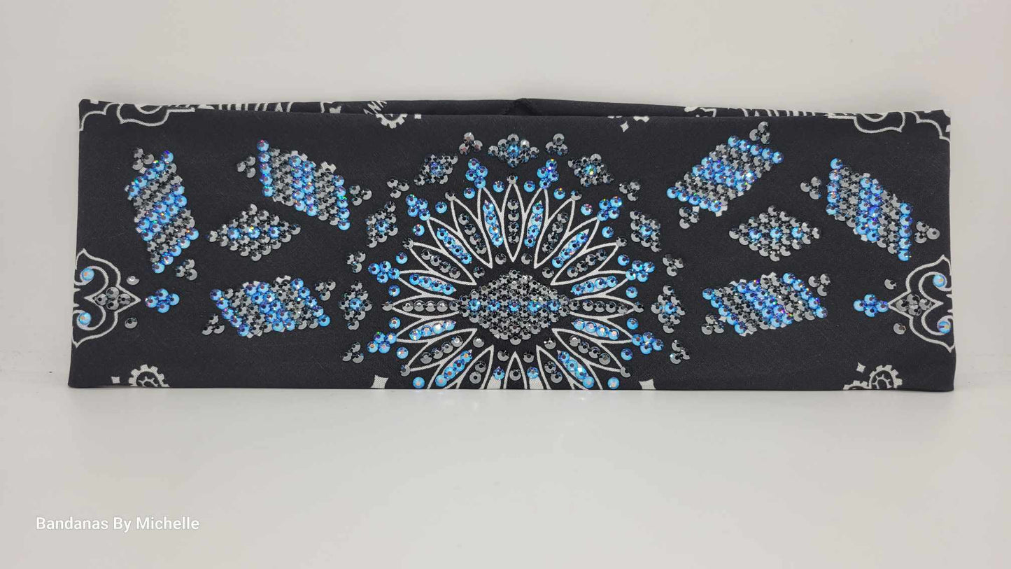 Super LeeAnnette Black Paisley with Black and Blue Shimmer Austrian Crystals (Sku4889)