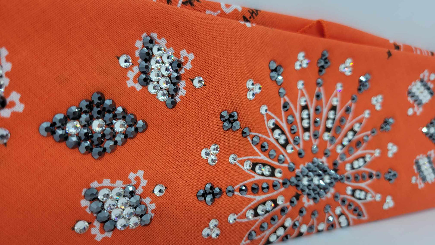 LeeAnnette Orange Paisley with Black and Diamond Clear Austrian Crystals (sku4895)