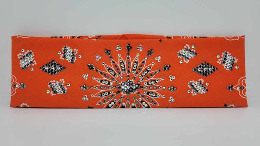 LeeAnnette Orange Paisley with Black and Diamond Clear Austrian Crystals (sku4895)