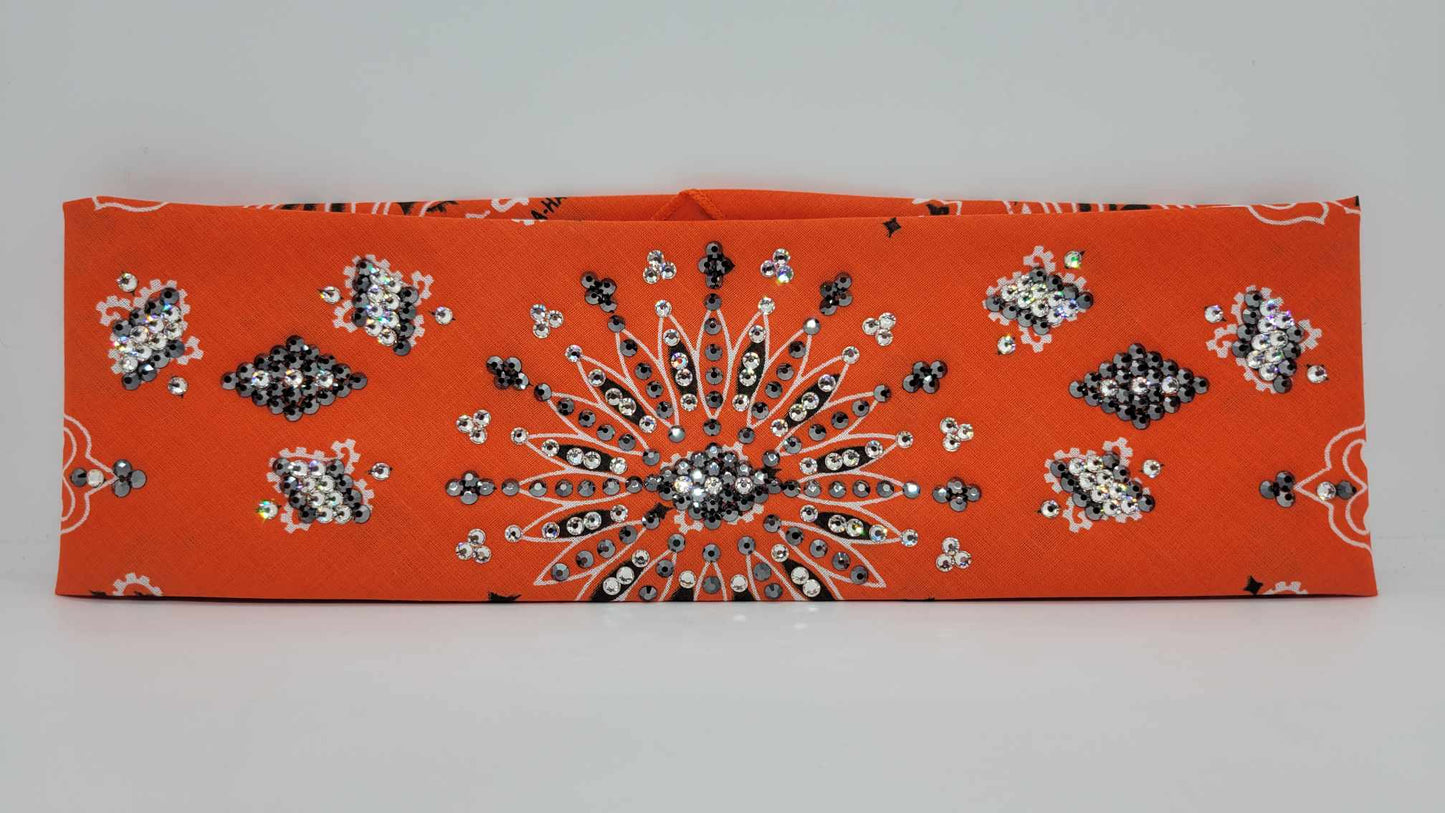 LeeAnnette Orange Paisley with Black and Diamond Clear Austrian Crystals (sku4895)