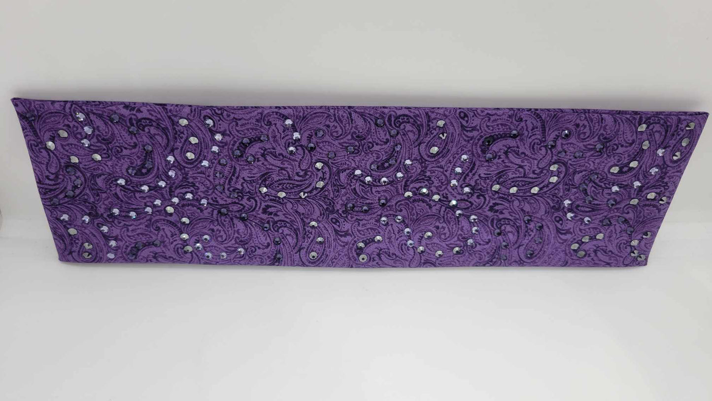 EXTRA BLING - Purple Paisley With Black, Dark and Light Purple Clear Austrian Crystals (Sku4898)