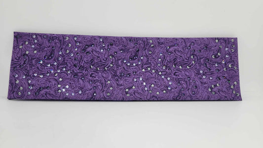 EXTRA BLING - Purple Paisley With Black, Dark and Light Purple Clear Austrian Crystals (Sku4898)