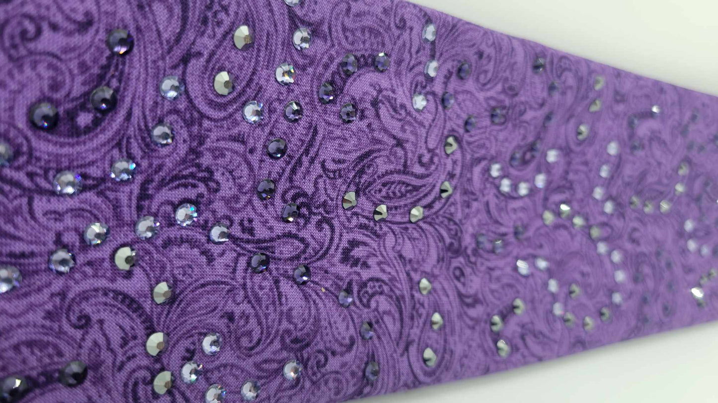 EXTRA BLING - Purple Paisley With Black, Dark and Light Purple Clear Austrian Crystals (Sku4898)