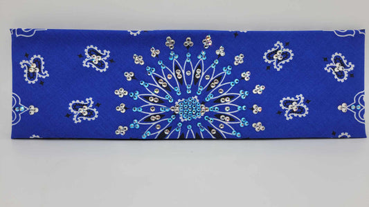 EXTRA BLING - Blue Paisley with Blue Shimmer and Diamond Clear Austrian Crystals (Sku4945)