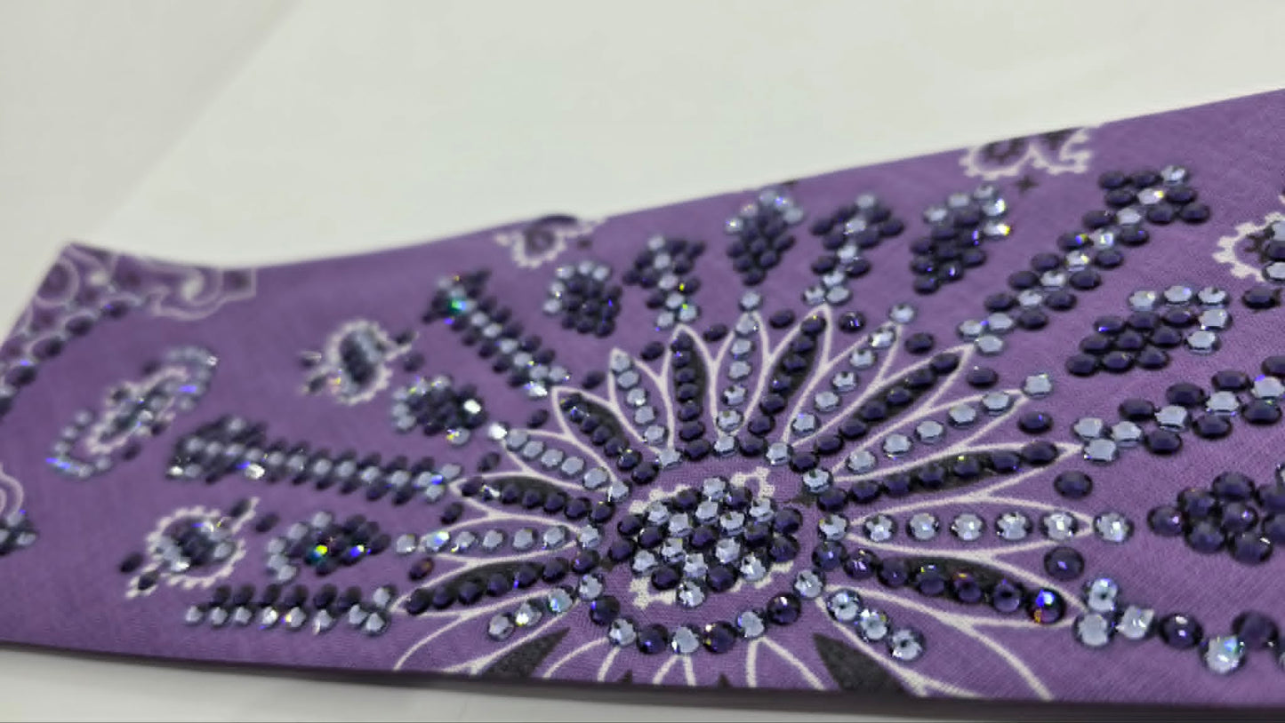 Super LeeAnnette Lavender Paisley Bandana with Purple Velvet and Lavender Austrian Crystals (S48171)