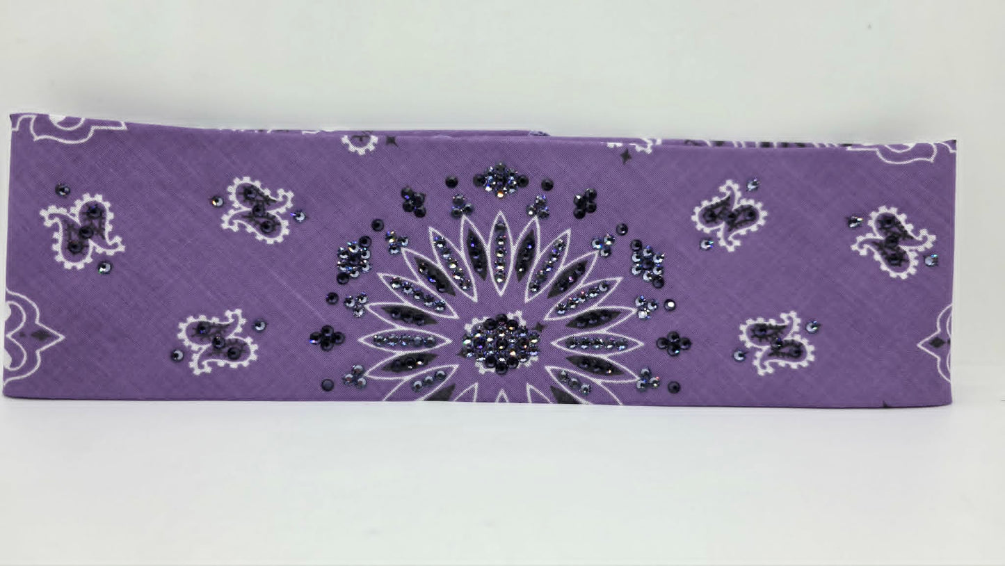 Lavender Paisley Bandana with Purple Velvet and Lavender Austrian Crystals (E60154)