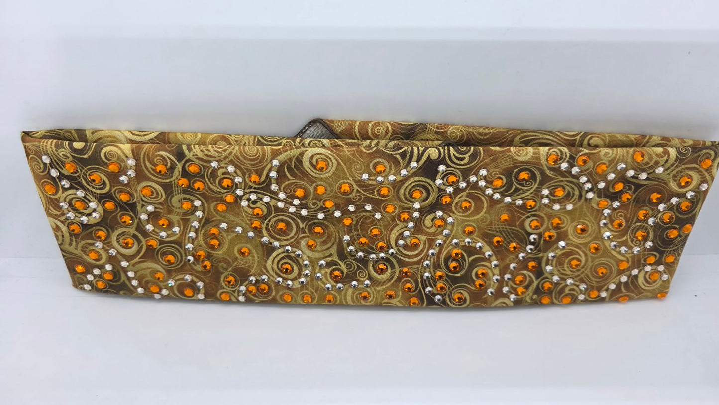 LeeAnnette Yellow Scrolls Bandana with Honey and Orange Austrian Crystals (L40222)