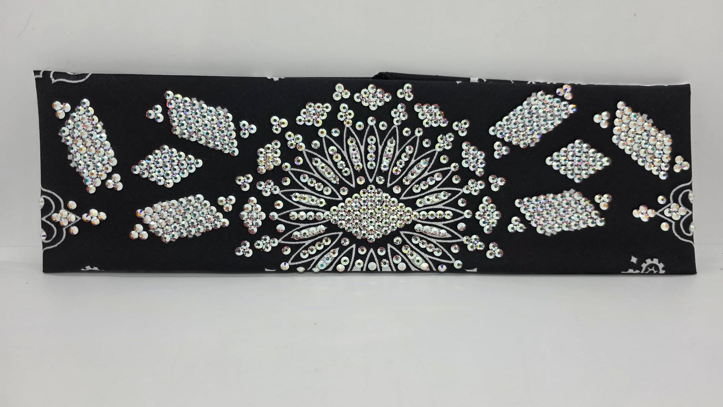 Super LeeAnnette Black Paisley Bandana with Aurora Borealis Austrian Crystals (S48106)