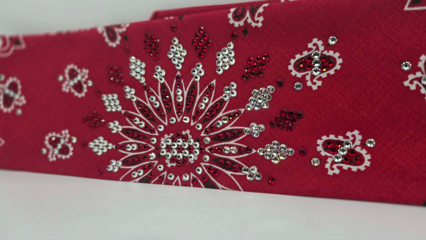 LeeAnnette Red Paisley Bandana with Red and Diamond Clear Austrian Crystals (L40265)