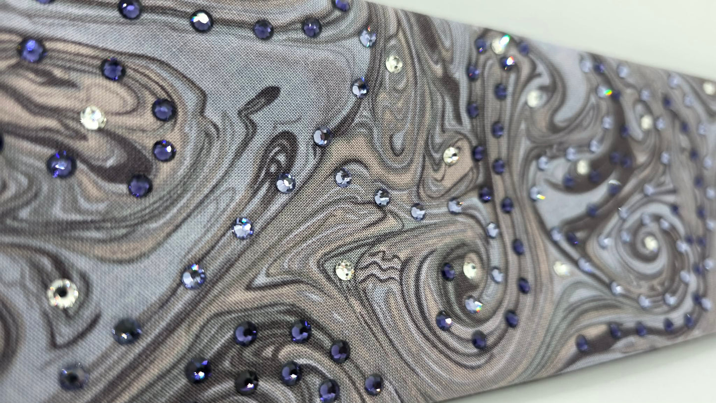 Purple Marble Bandana with Dark Purple, Light Purple and Clear Austrian Crystals (E60119)