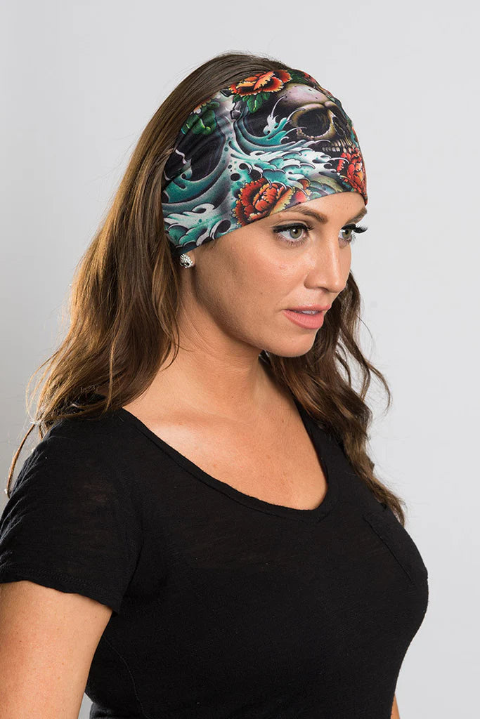Stretchy Headband Skull Tattoo (Sku5405)