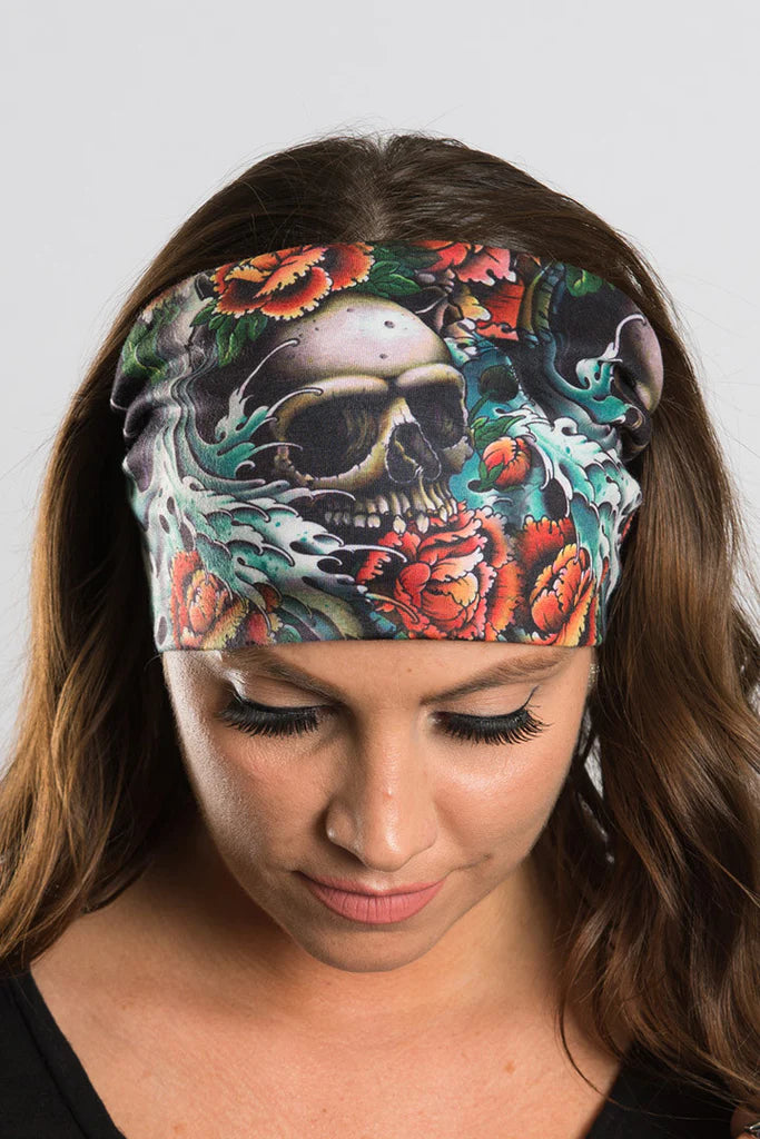 Stretchy Headband Skull Tattoo (Sku5405)