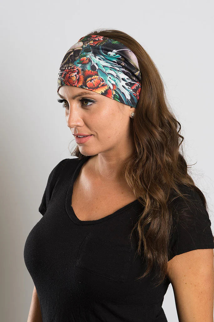 Stretchy Headband Skull Tattoo (Sku5405)