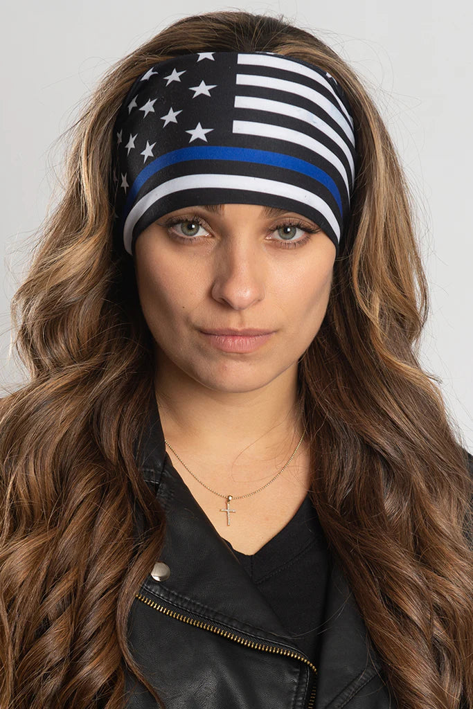 Stretchy Headband Thin Blue Line (Sku5449)
