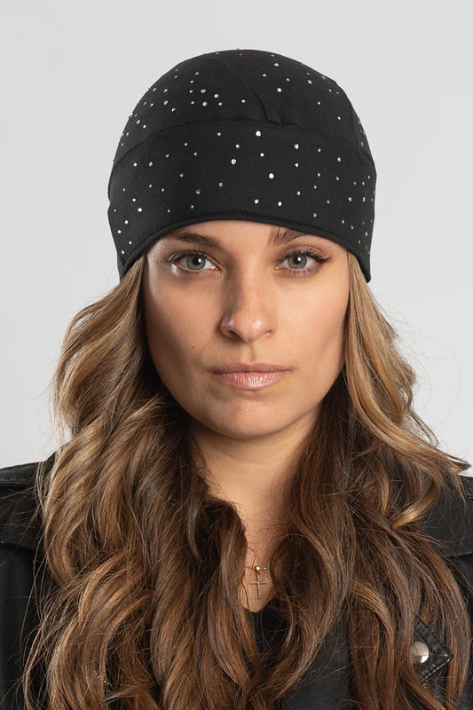 Stretchy Full-Head Wrap Black with Gemstones (Sku5409)