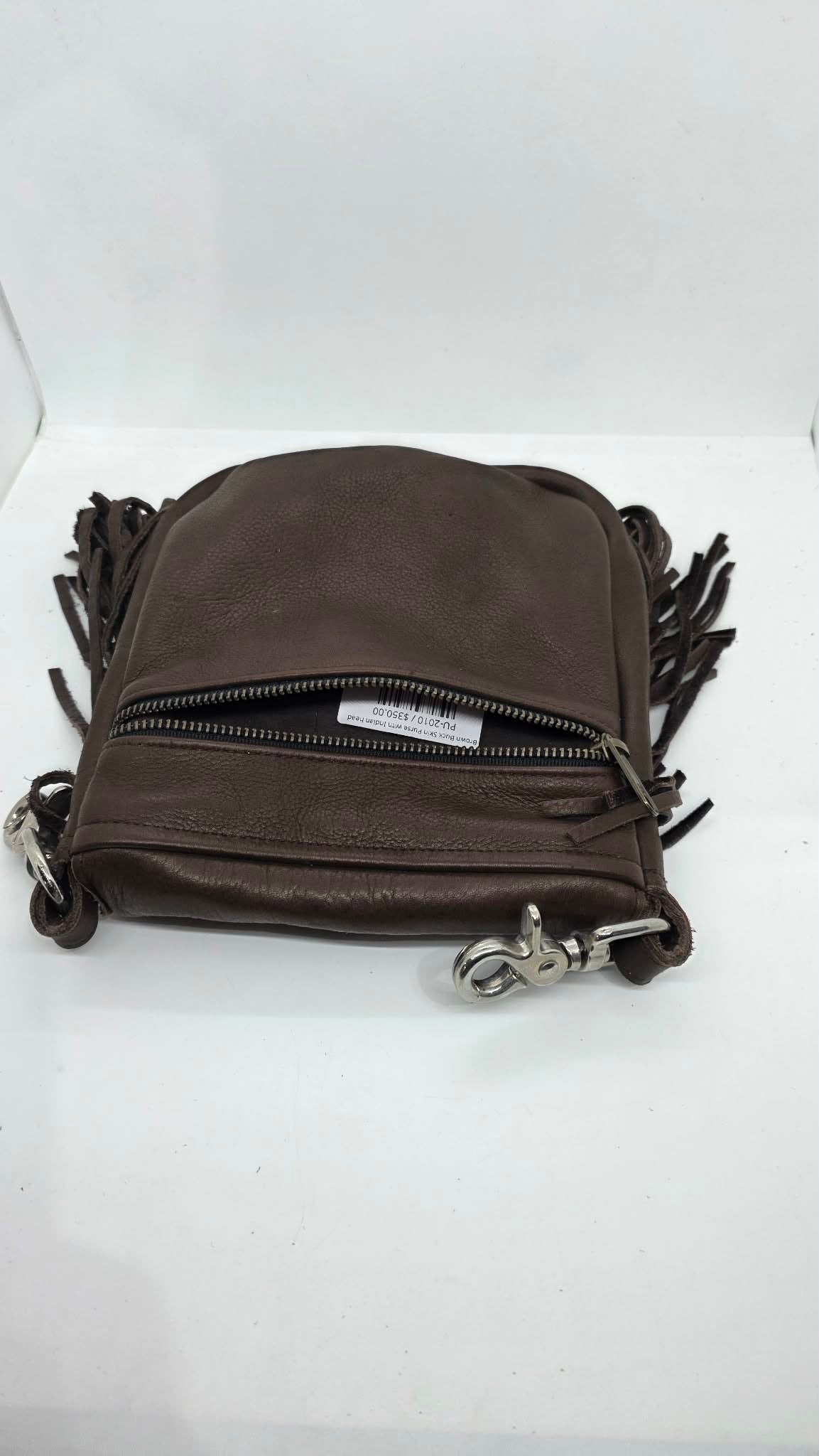 Brown Buck Skin Purse with Indian head