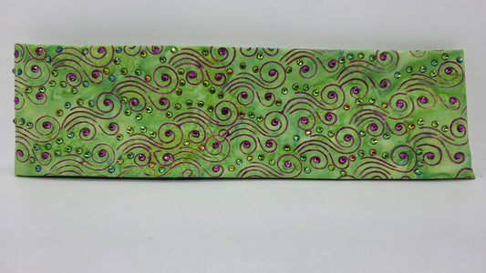 EXTRA BLING - Fuchsia Wisps on Lime Green Bandana with Fuchsia and Vitrail Austrian Crystals (E60111)