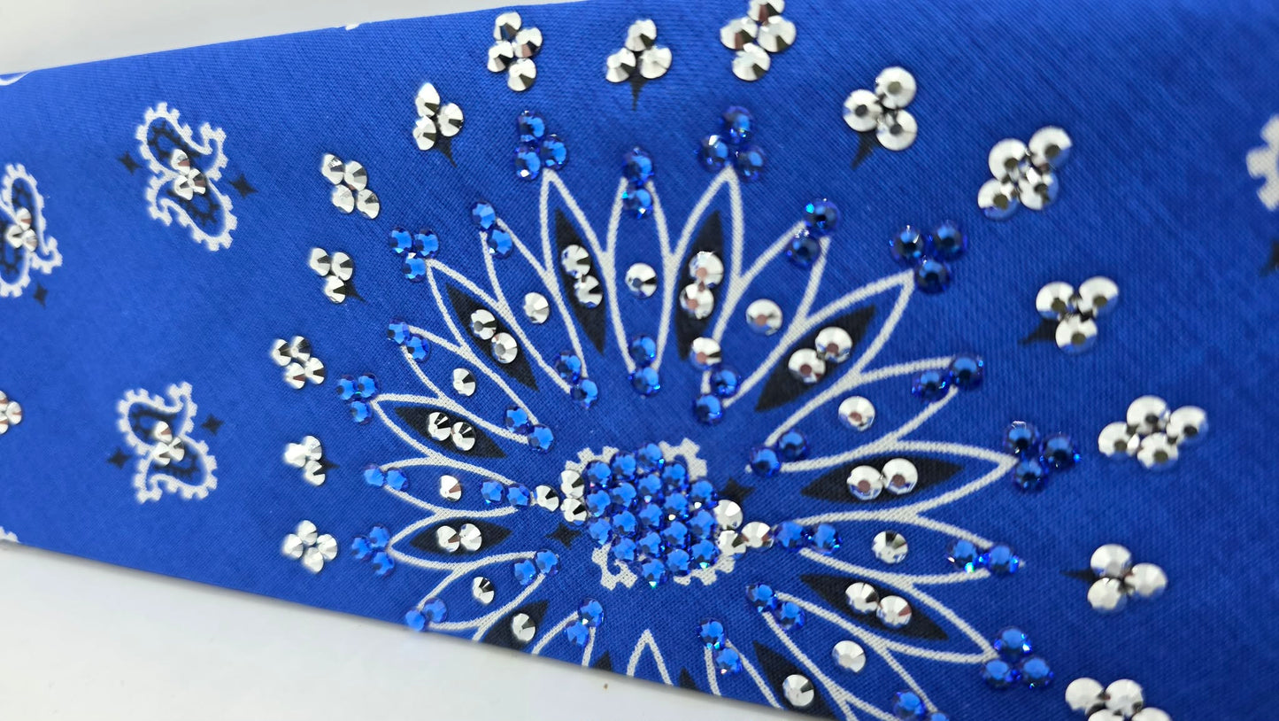 Royal Blue Bandana with Blue and Chrome Austrian Crystals (E60130)