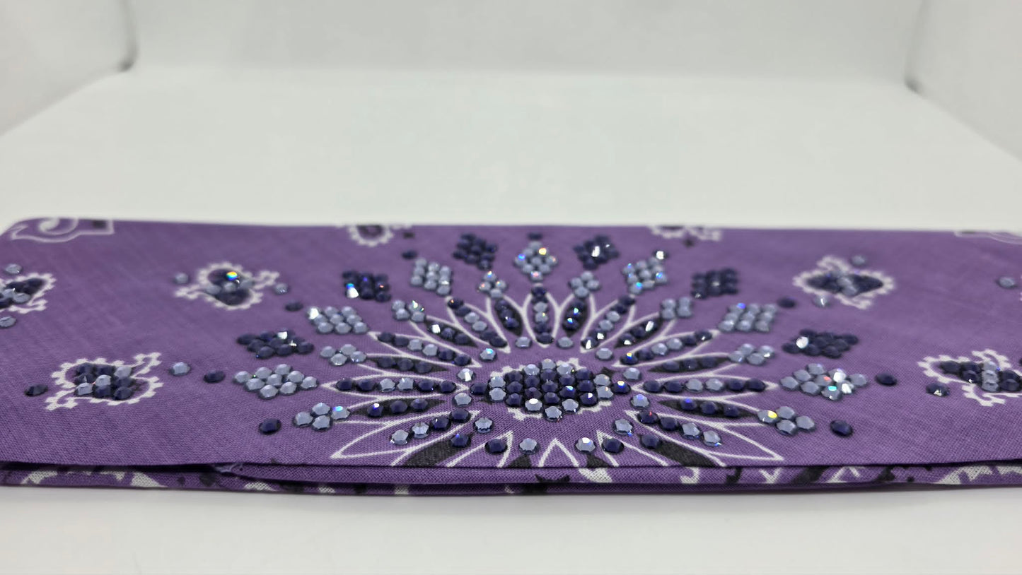 LeeAnnette Lavender Paisley Bandana with Purple Velvet and Lavender Austrian Crystals (L40267)