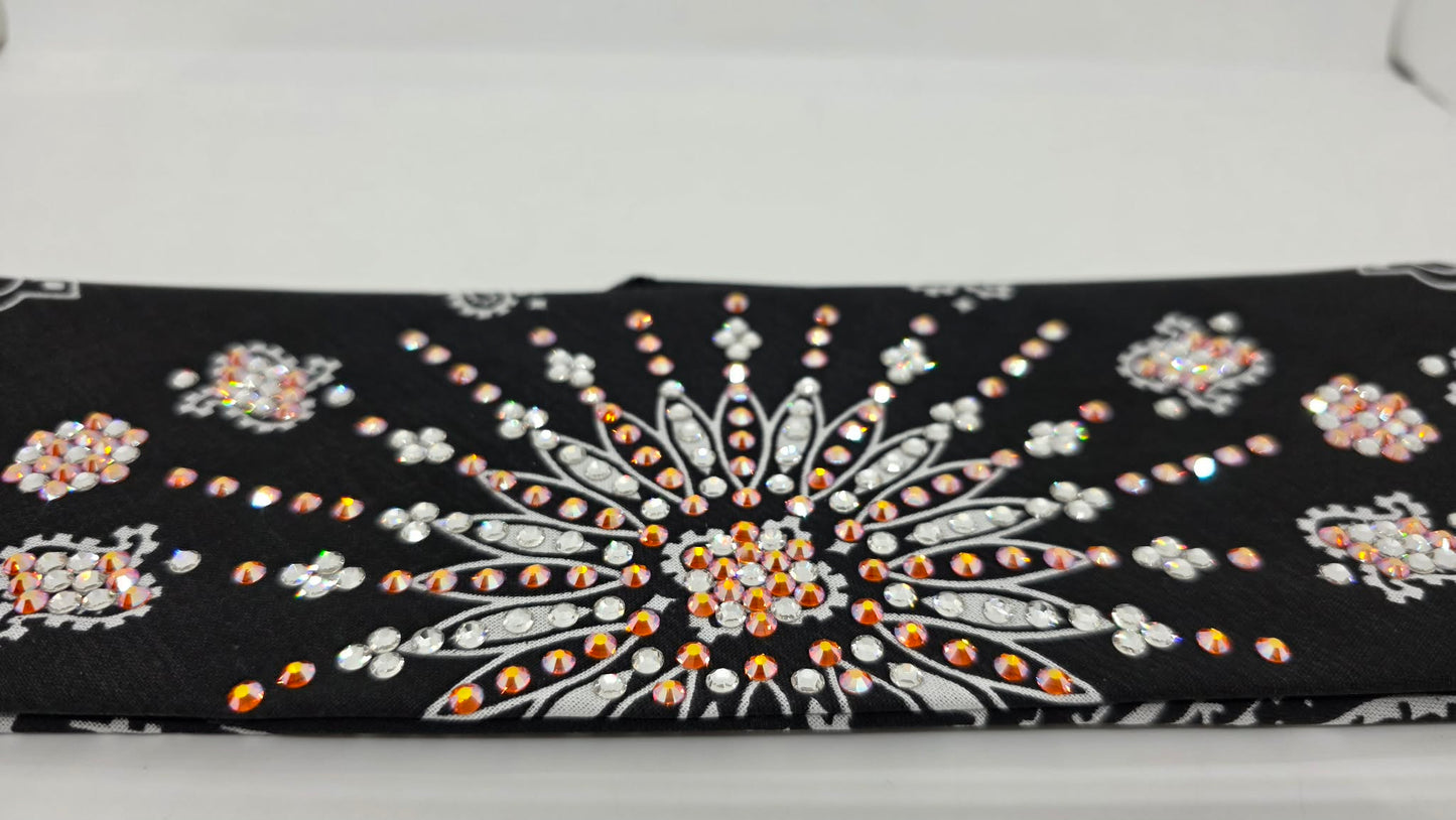 LeeAnnette Black Paisley Bandana with Sun Shimmer and Diamond Clear Austrian Crystals (L40211)