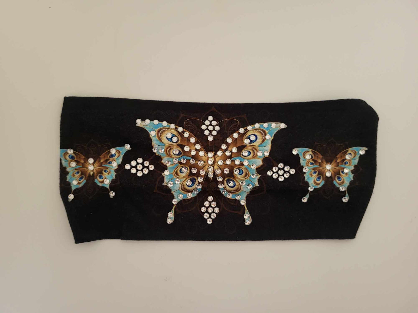 Stretchy Headband Butterfly With Diamond Clear Crystals (Sku5353)