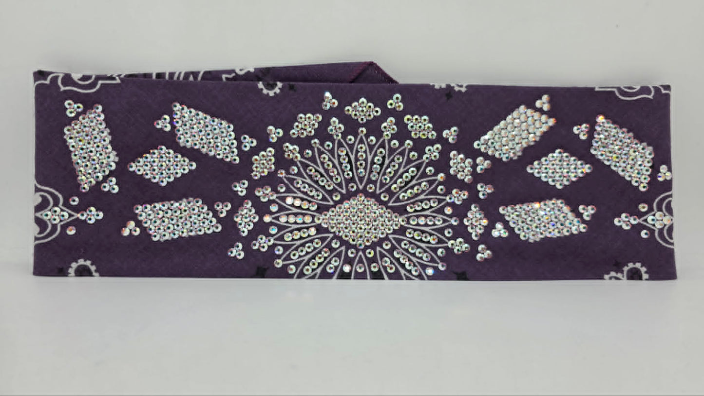 Super LeeAnnette Plum Paisley Bandana with Aurora Borealis Austrian Crystals (S48146)