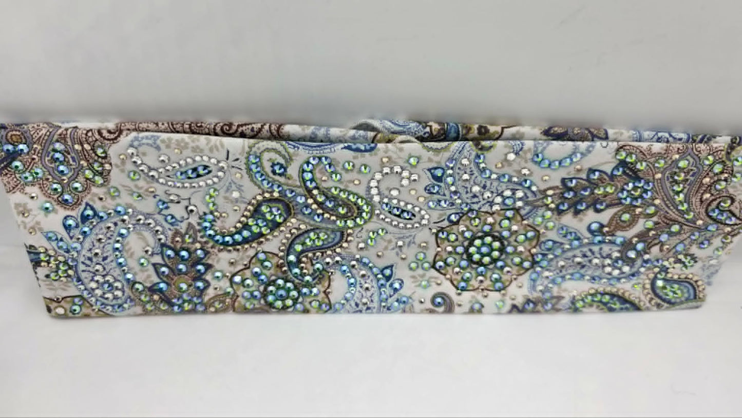 Super LeeAnnette Blue Flowers Bandana with Peridot Shimmer, Blue Shimmer, Honey and Diamond Clear Austrian Crystals (S48170)