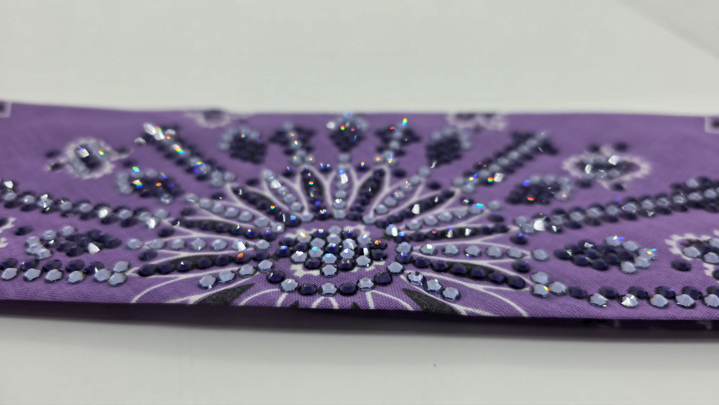 Super LeeAnnette Lavender Paisley Bandana with Purple Velvet and Lavender Austrian Crystals (S48171)