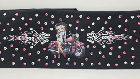 EXTRA BLING - Pink Betty Boop Bandana with Pink and Diamond Clear Austrian Crystals (sku6388)