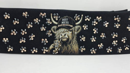 LeeAnnette Highlander Cow Bandana with  Honey and Black Austrian Crystals (L40268)