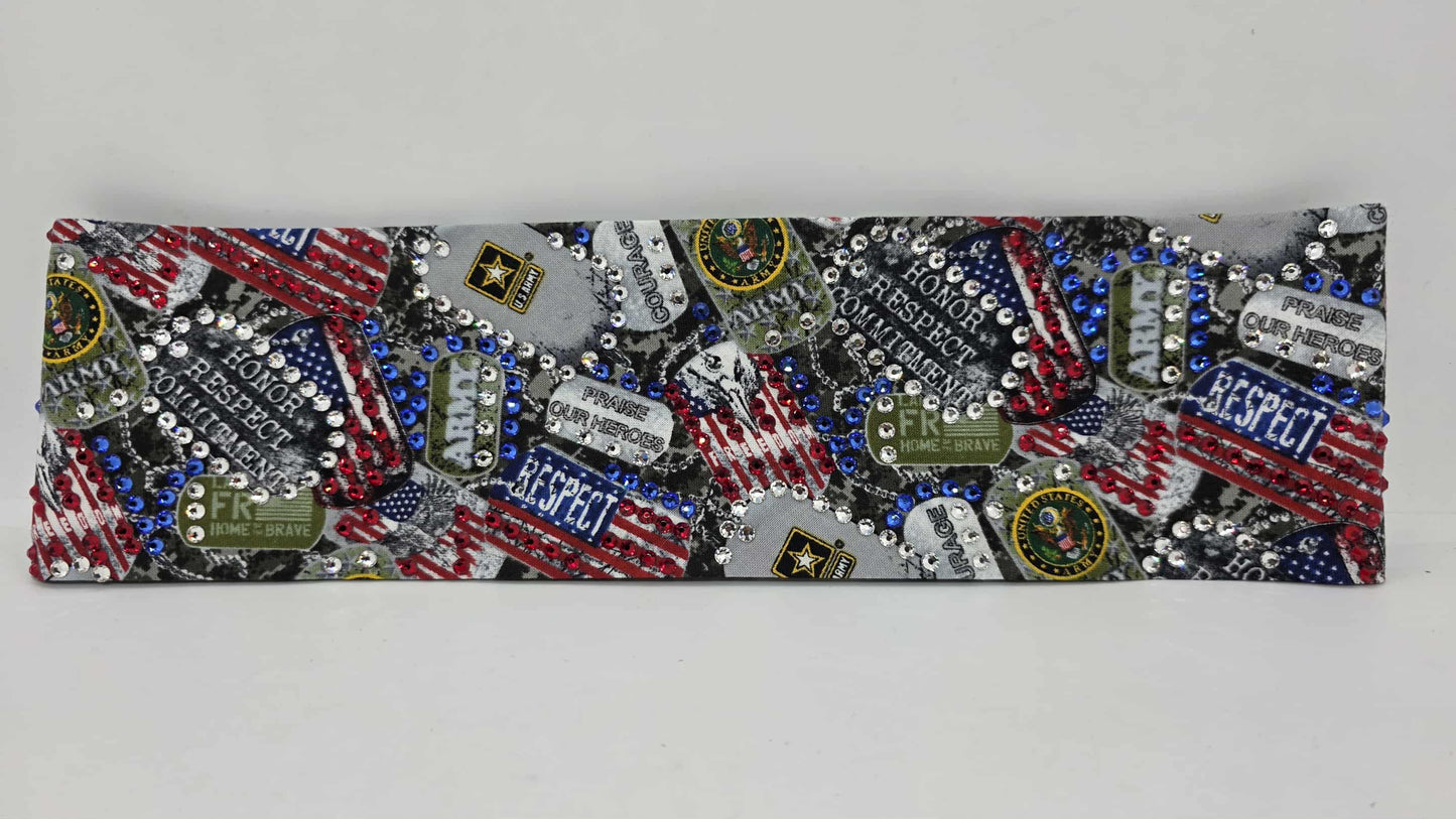 LeeAnnette Army with Red, Blue and Diamond Clear Austrian Crystals (sku4839)