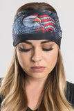Stretchy Headband Eagle and Flag with Gemstone  (Sku5430)