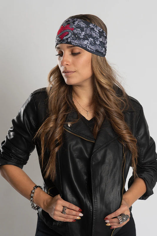 Stretchy Headband Serpents and Hearts with Gemstone  (Sku5431)