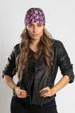 Stretchy Headband Pink Ribbon with Gemstone  (Sku5437)