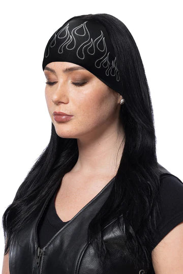 Stretchy Headband Black Flames (Sku5455)