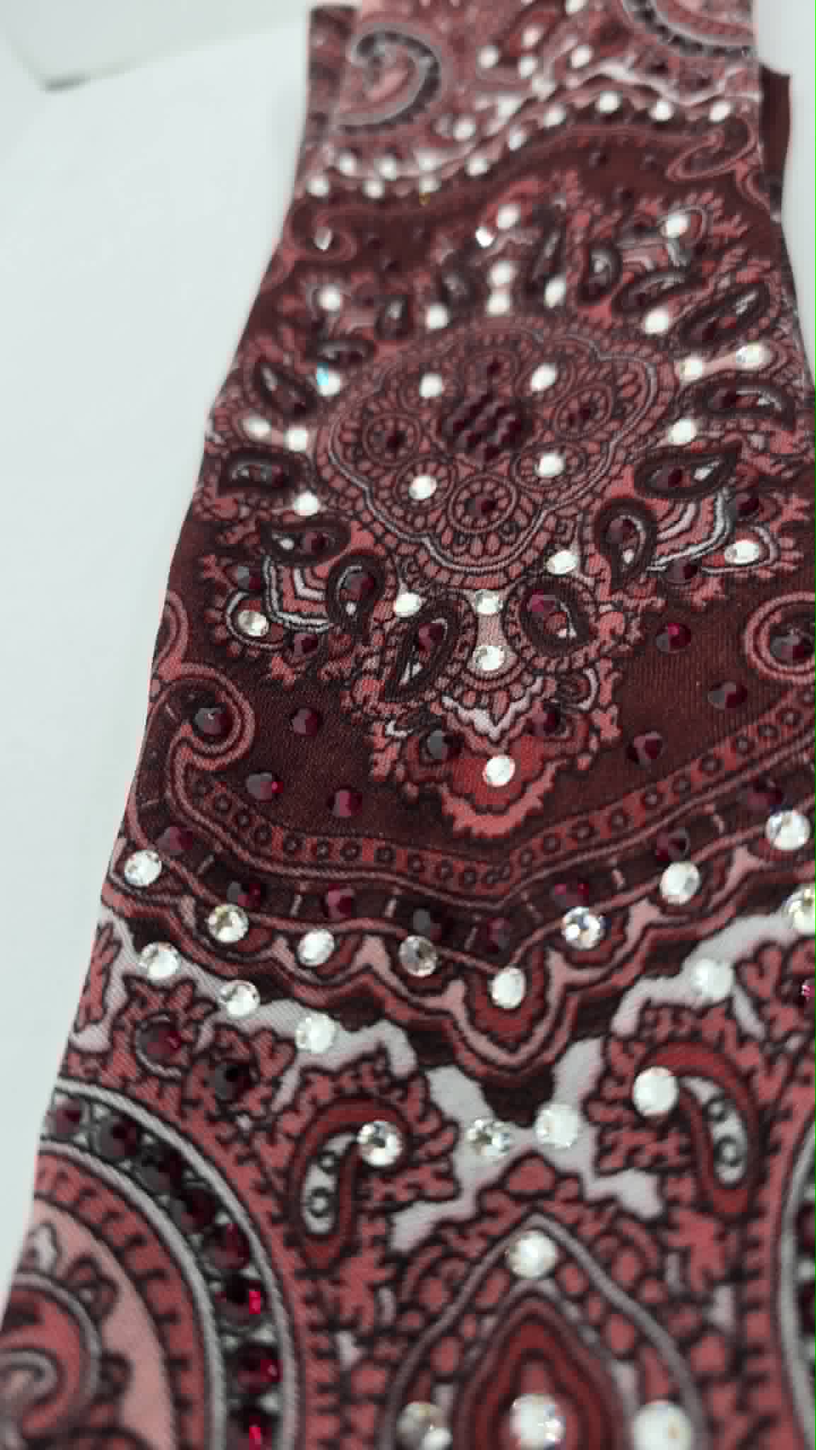 Burgundy Scarf with Red and Diamond Clear Austrian Crystals (LS30006)