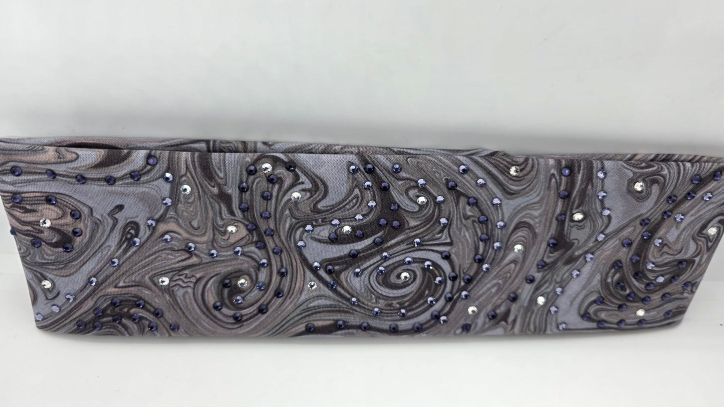 Purple Marble Bandana with Dark Purple, Light Purple and Clear Austrian Crystals (E60119)