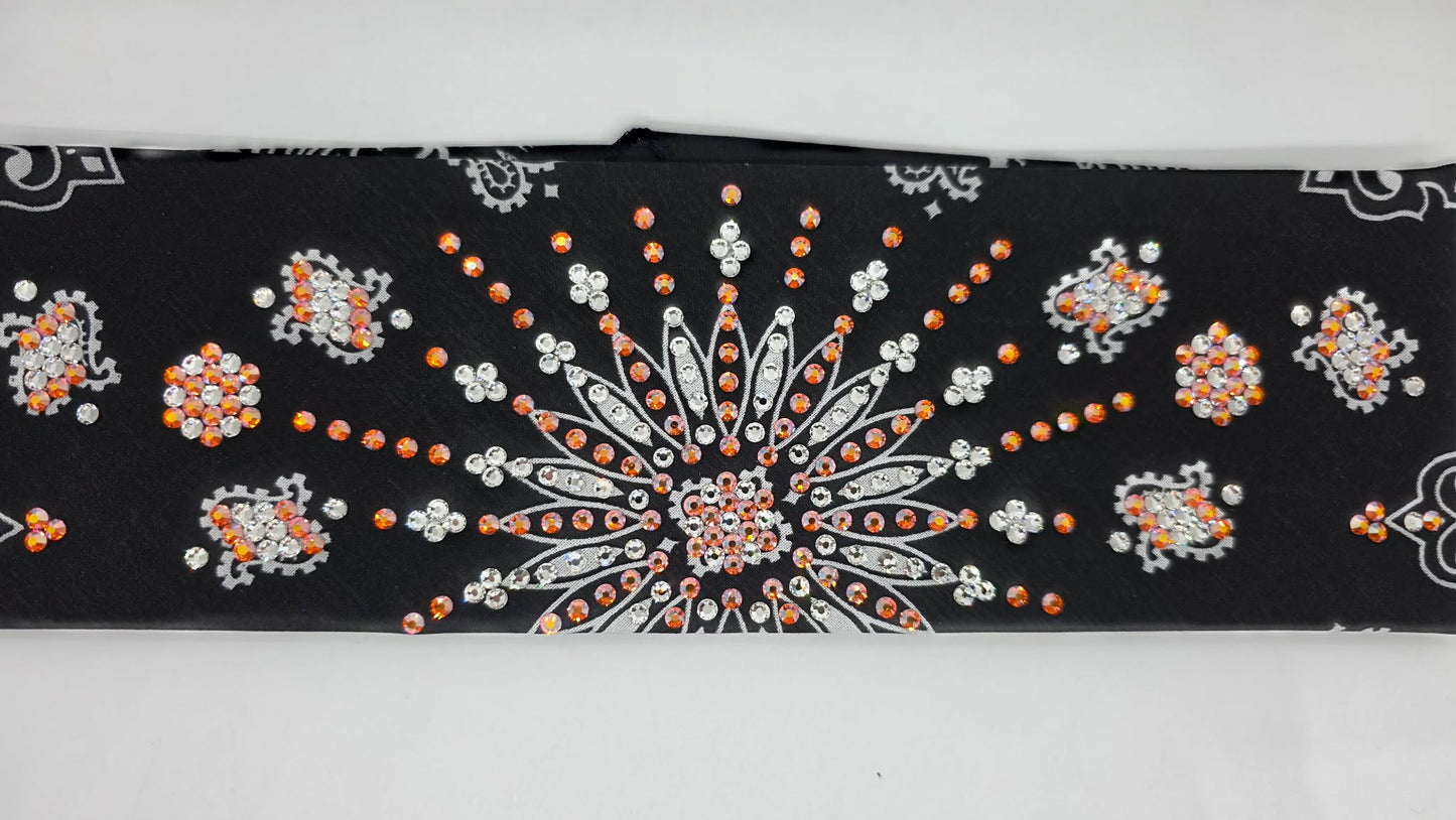 LeeAnnette Black Paisley Bandana with Sun Shimmer and Diamond Clear Austrian Crystals (L40211)