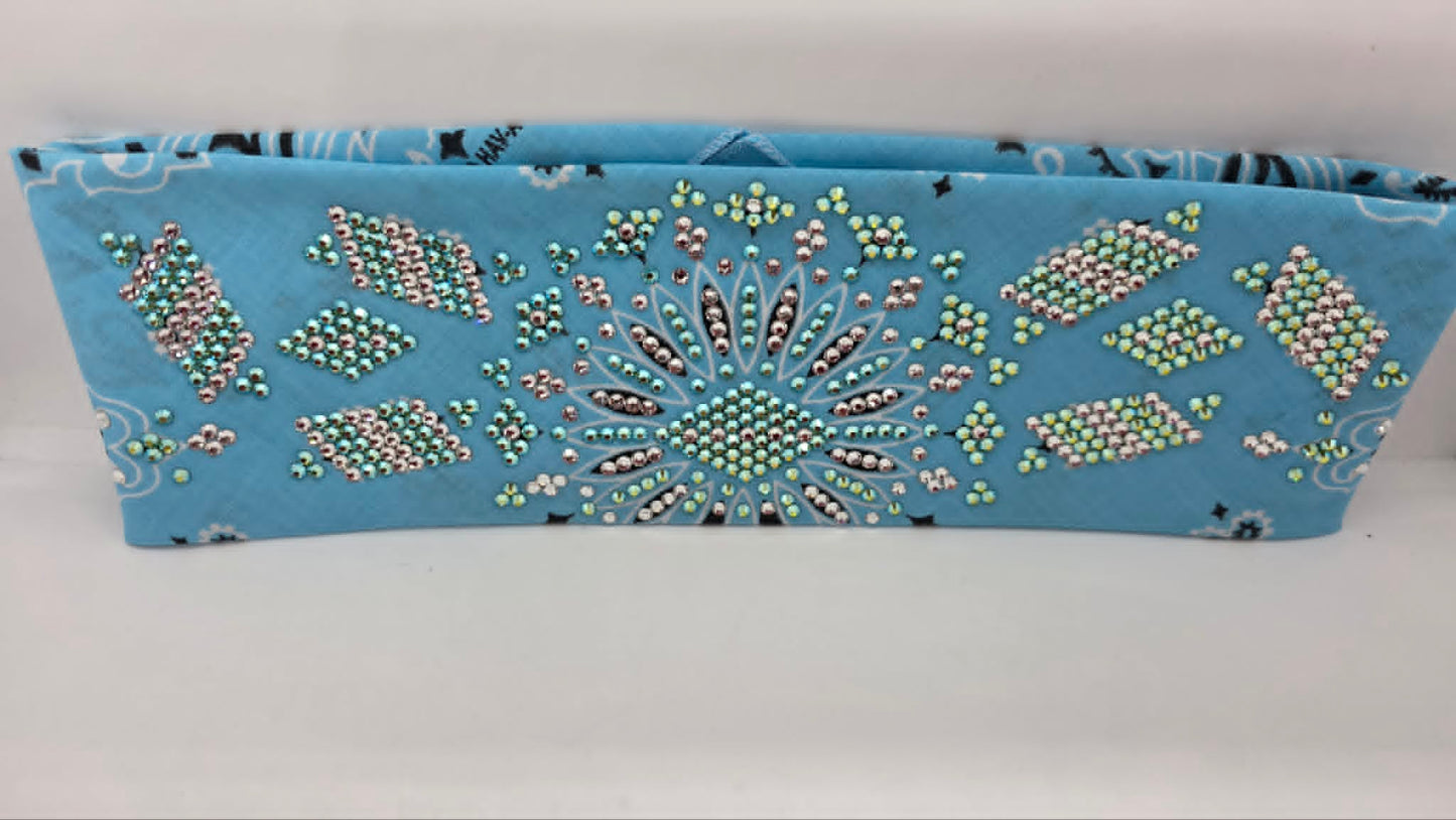 Super LeeAnnette Baby Blue Paisley Bandana with Peridot Shimmer and Diamond Clear Austrian Crystals (S48152)