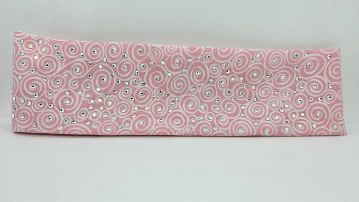 Baby Pink Scroll Bandana with Aurora Borealis Austrian Crystals (E60133)