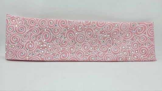 Baby Pink Scroll Bandana with Aurora Borealis Austrian Crystals (E60133)